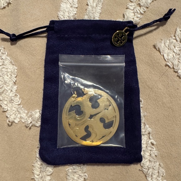 Tory Burch Gold Logo Hoop Earrings - Picture 1 of 3